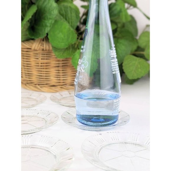 Set of 6 Vtg Glass Coasters Happy Hour Cocktail Bar 30s Fostoria Sunray Ashtray - Picture 1 of 7